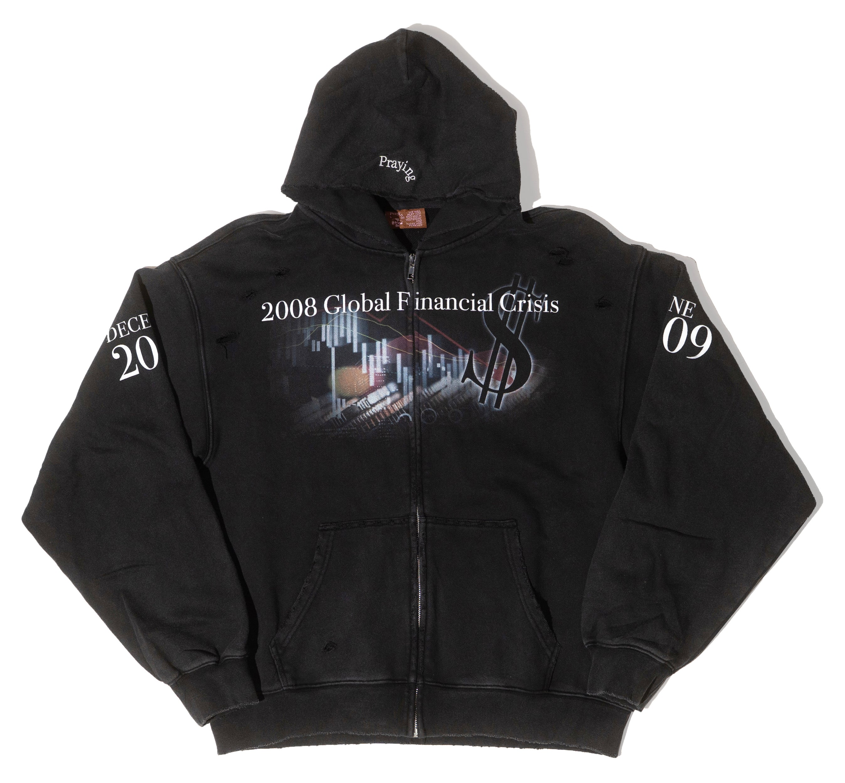 Praying Financial Crisis Dirty Mensサイズ M Financial Crisis Destroyed Hoodie – Praying