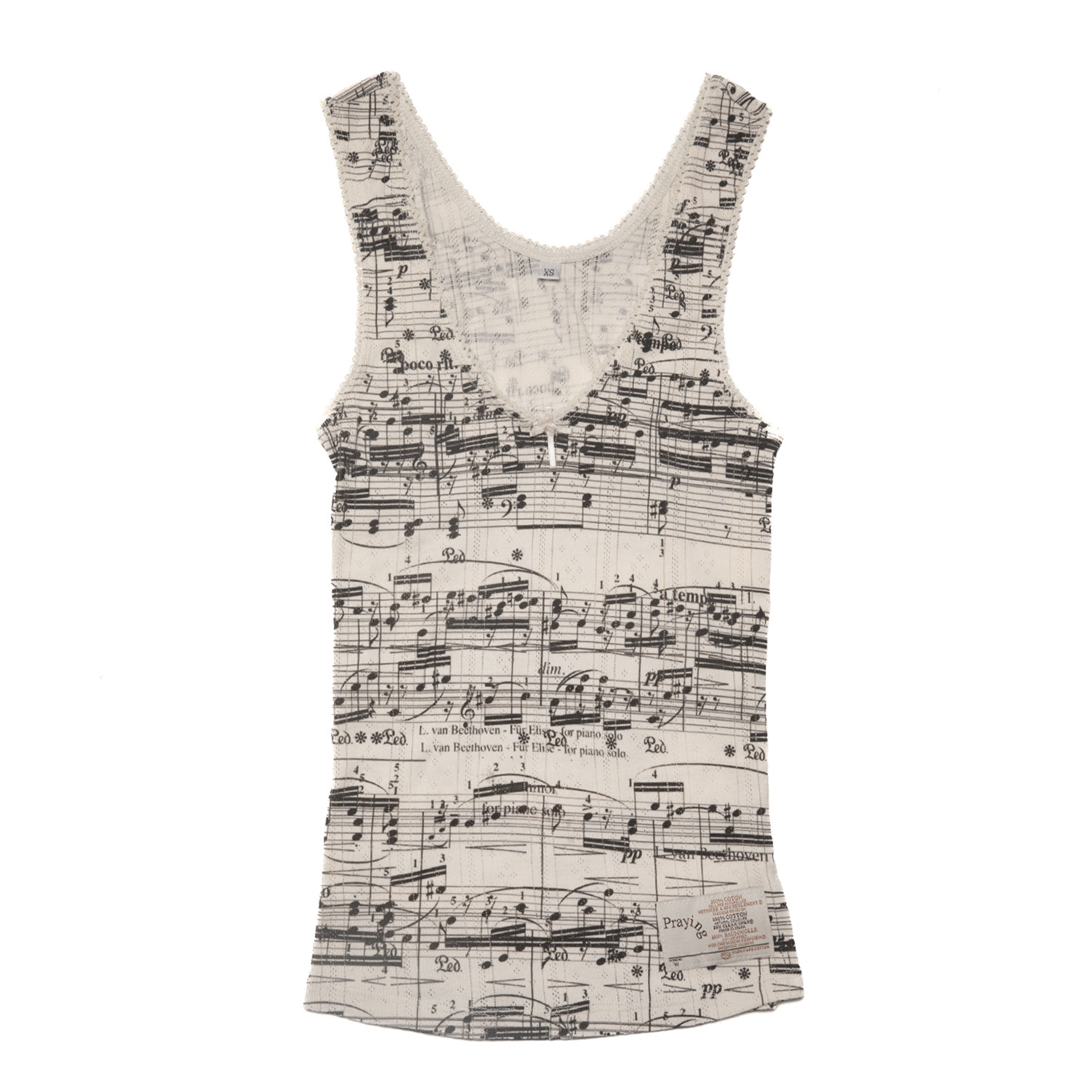 タンクトップ　litmus praying Music Note Print Pointelle Tank Top – Praying