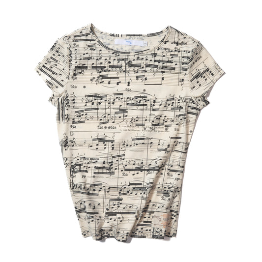 Music Note Print Womens Shirt