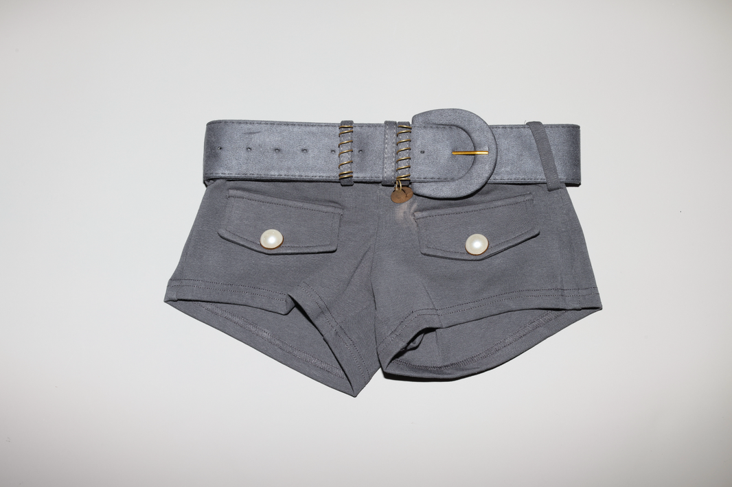 Belted Short Shorts Grey