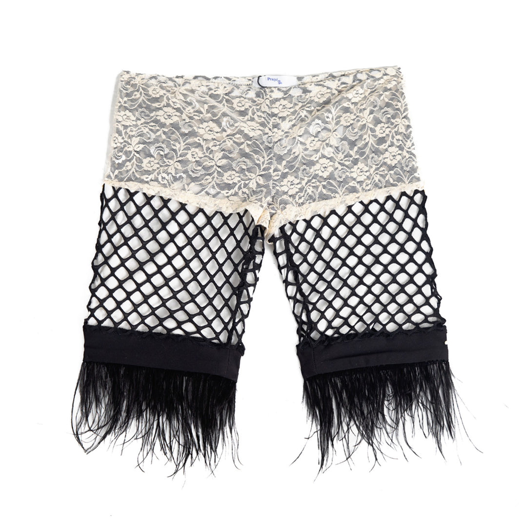 Layered Fishnet Shorts
