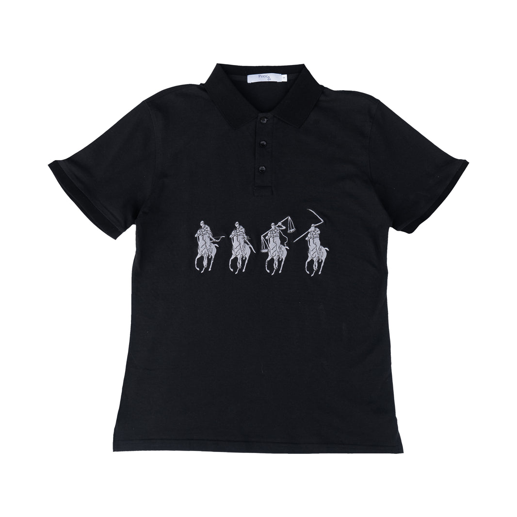 Embroidered Horsemen Polo Black