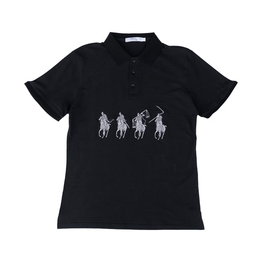 Embroidered Horsemen Polo Black
