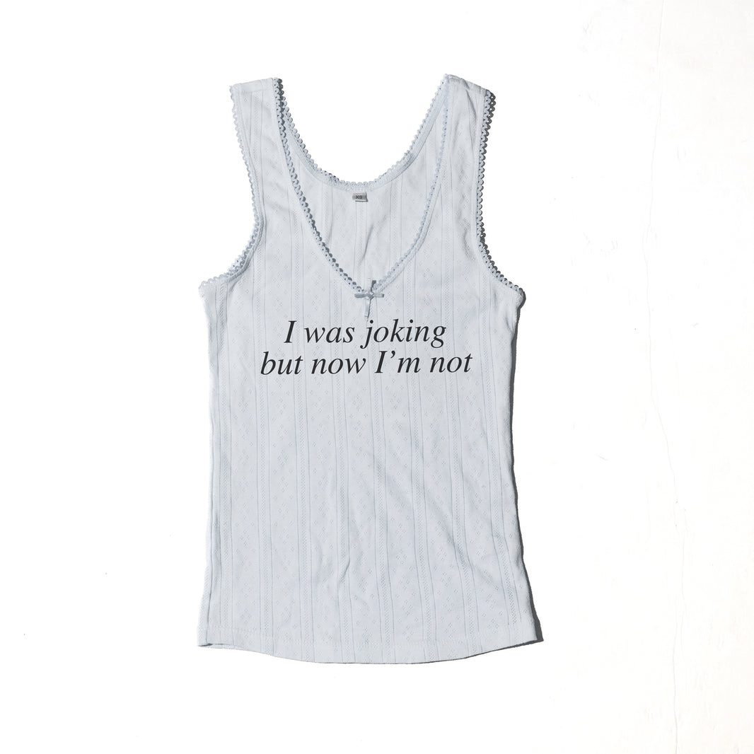 Not Joking Pointelle Tank Top
