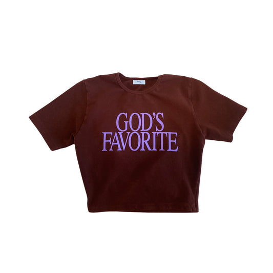 God's Favorite Crop Tee Brown